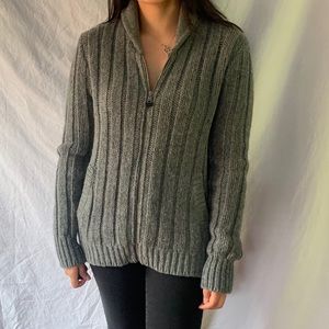 Express Cable Knit Gray Zip Up Sweater Jacket